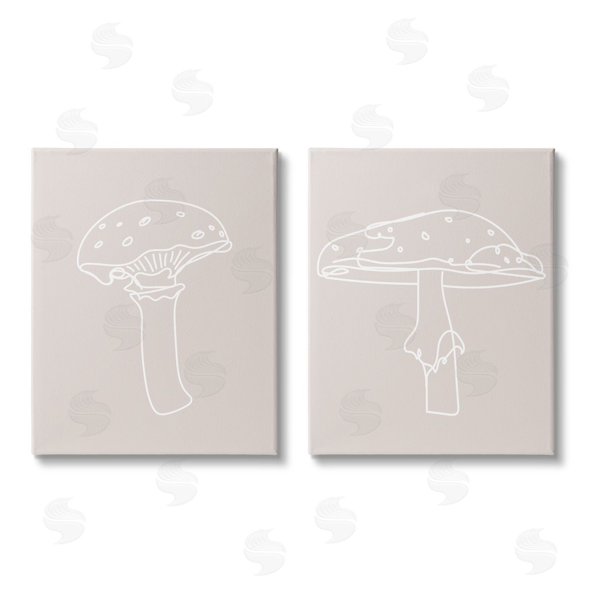 Stupell Studio Soft Minimal Mushroom Outlines Canvas Wall Art Print