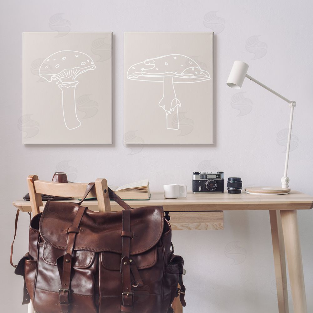 Stupell Studio Soft Minimal Mushroom Outlines Canvas Wall Art Print in Room