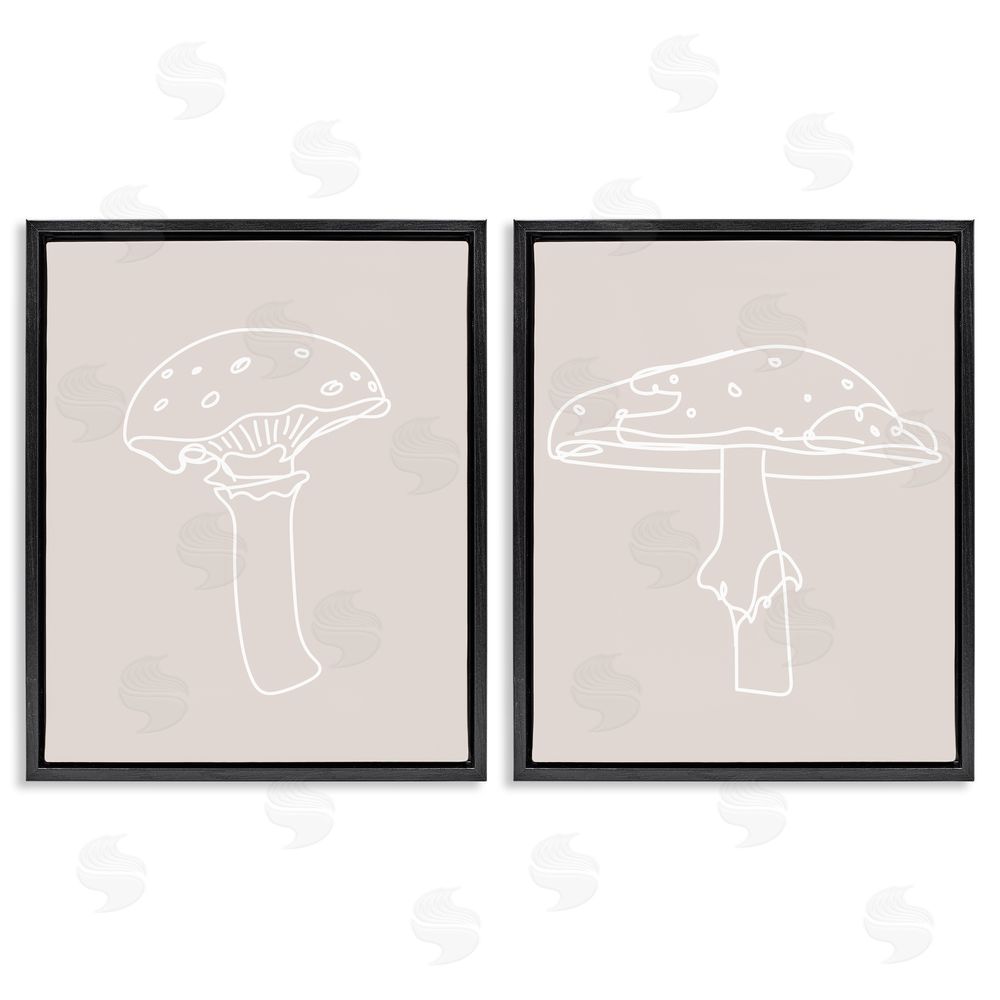 Stupell Studio Soft Minimal Mushroom Outlines Black Floating Frame Canvas Wall Art Print