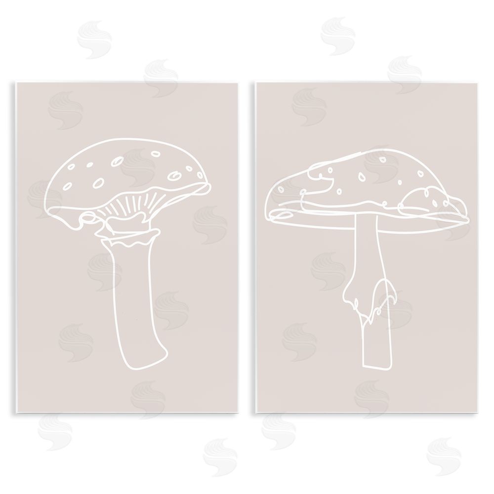 Stupell Studio Soft Minimal Mushroom Outlines Wooden Wall Plaque Art Print