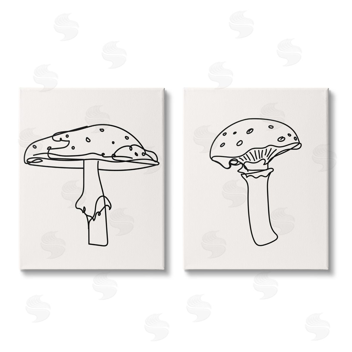 Stupell Studio Mushroom Line Doodles Canvas Wall Art Print