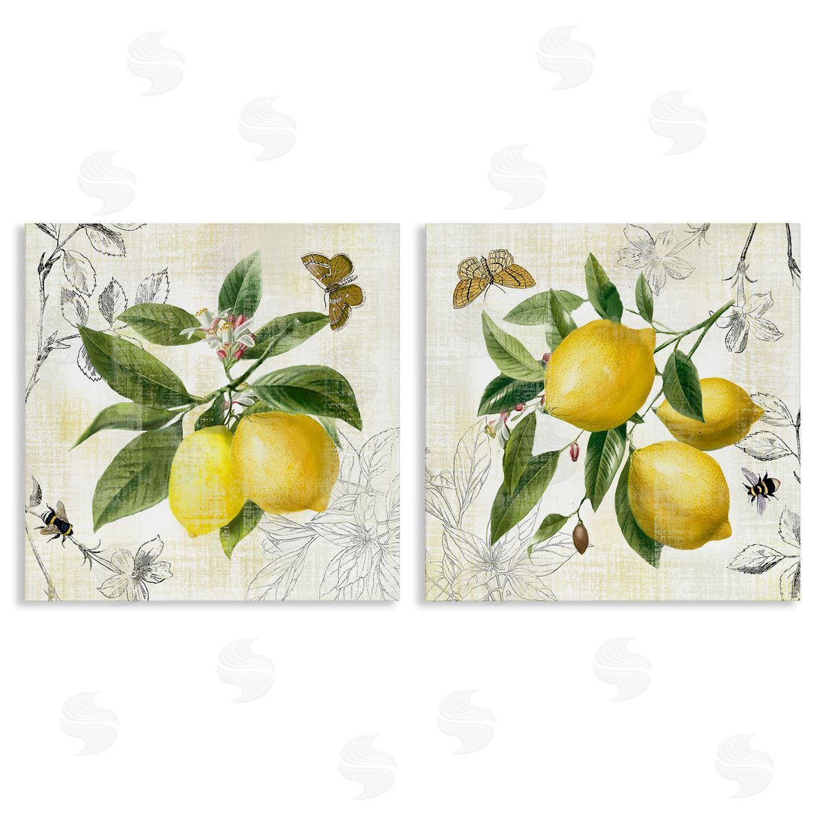 Nan Distressed Country Lemons Canvas Wall Art Print