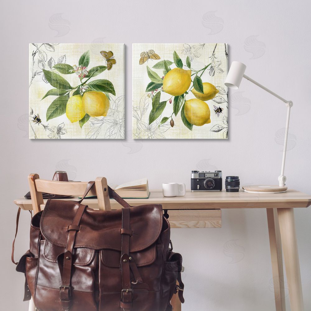 Nan Distressed Country Lemons Canvas Wall Art Print in Room