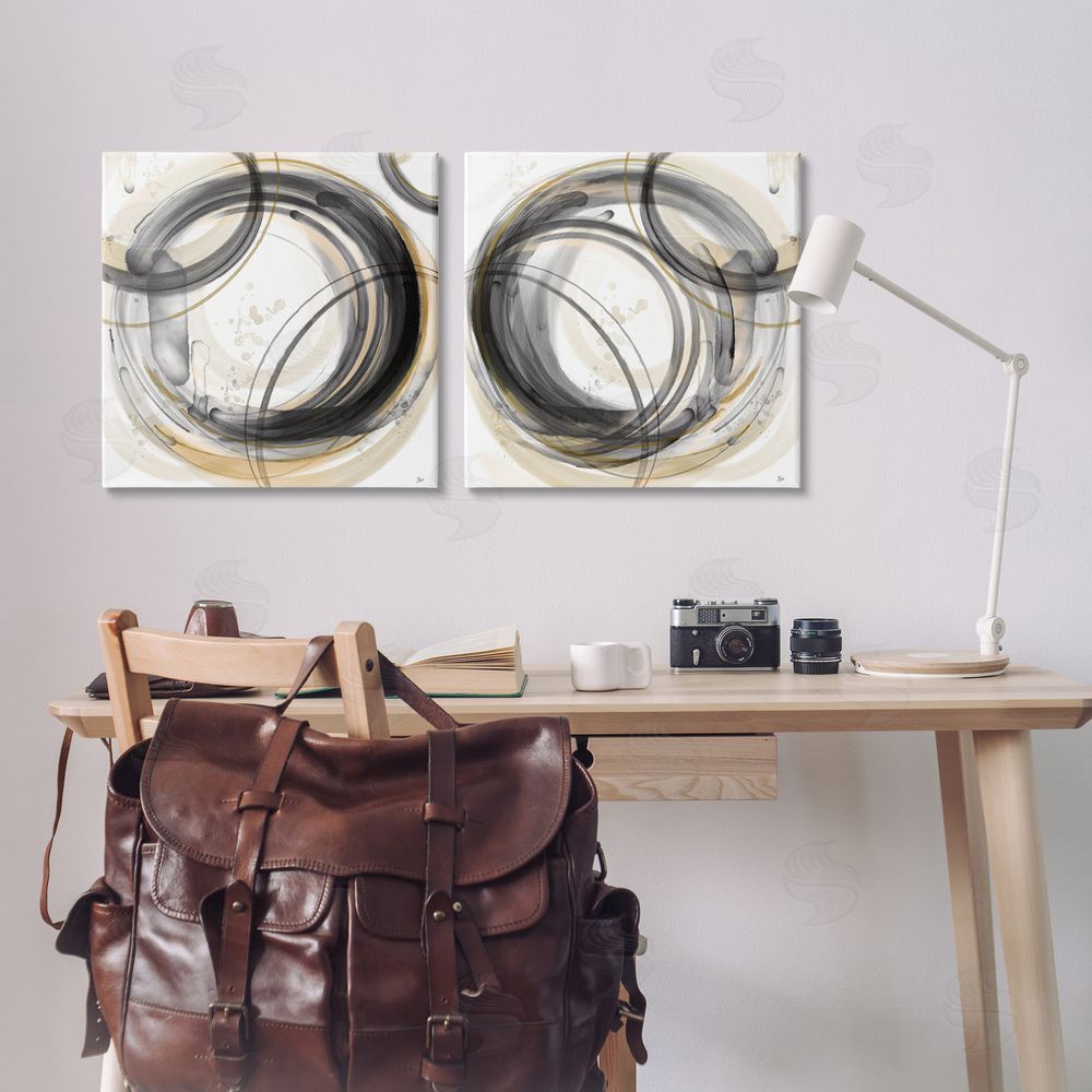 Nan Concentric Circles Pattern Canvas Wall Art Print in Room