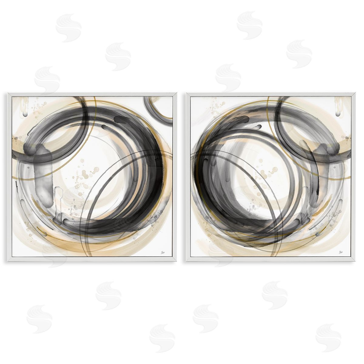Nan Concentric Circles Pattern White Framed Giclee Wall Art Print