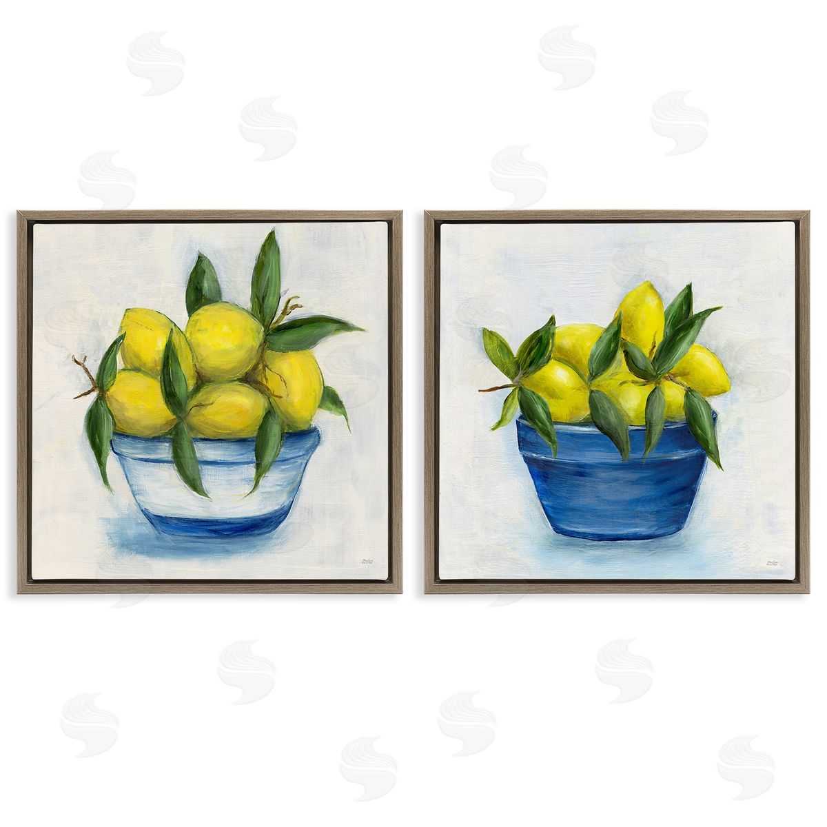 Marilyn Dunlap Traditional Lemon Bowls Brown Floating Frame Canvas Wall Art Print