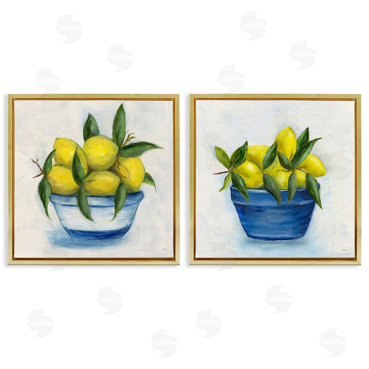 Marilyn Dunlap Traditional Lemon Bowls Gold Floating Frame Canvas Wall Art Print