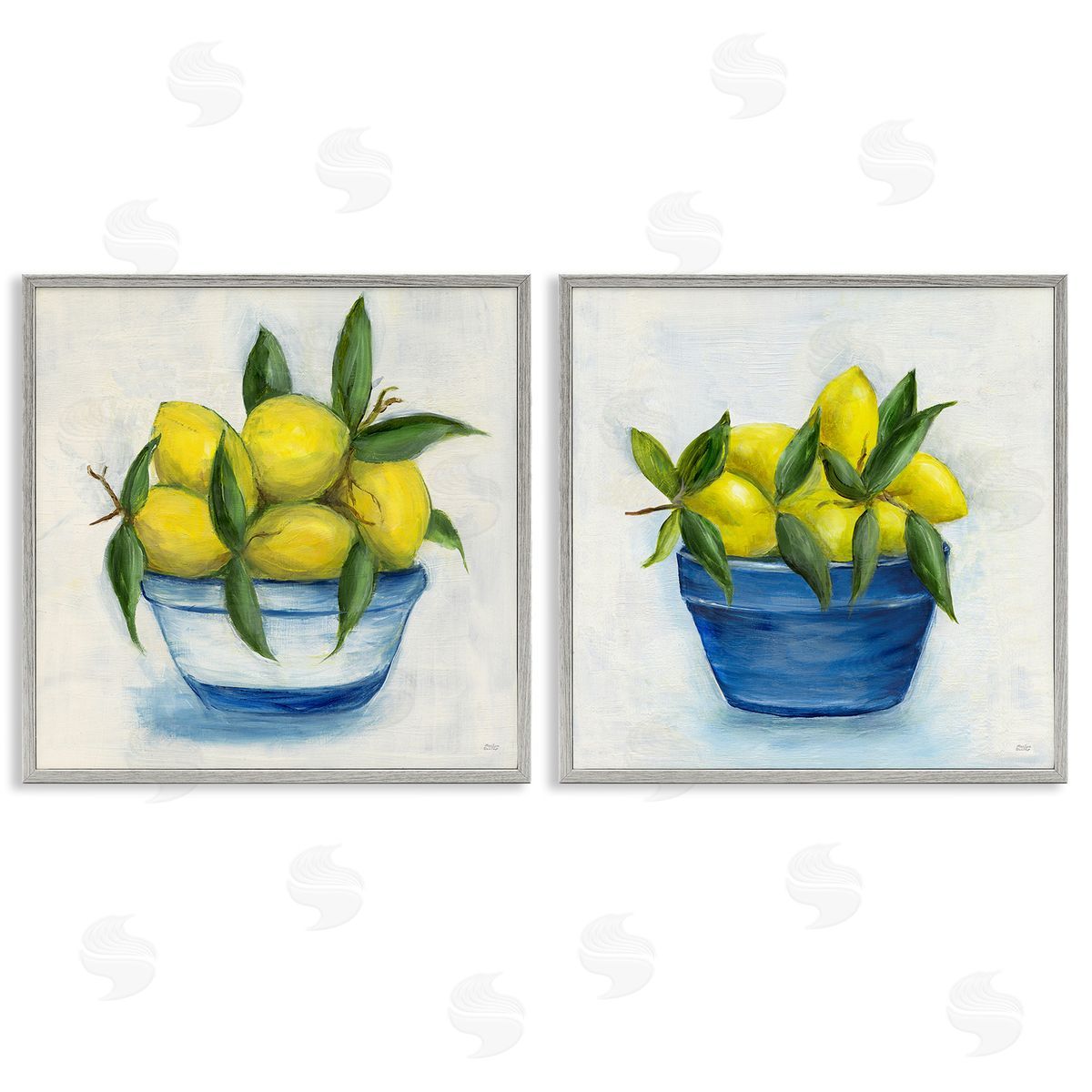Marilyn Dunlap Traditional Lemon Bowls Gray Framed Giclee Wall Art Print