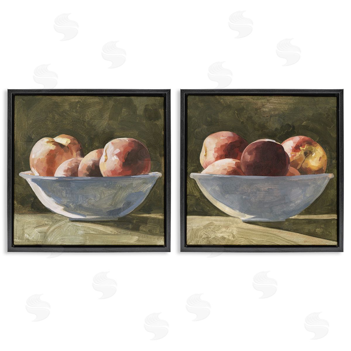 Emma Caroline Bowls of Apples Black Floating Frame Canvas Wall Art Print