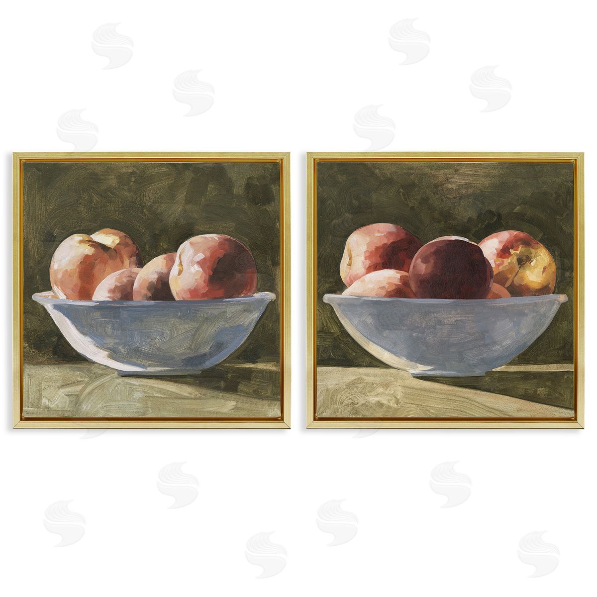 Emma Caroline Bowls of Apples Gold Floating Frame Canvas Wall Art Print