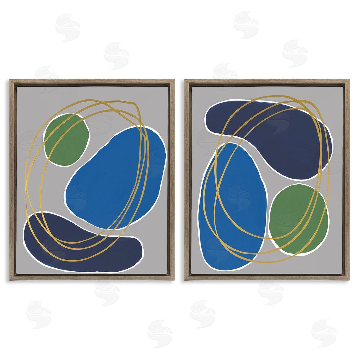 Regina Moore Contemporary Oblong Shapes Brown Floating Frame Canvas Wall Art Print