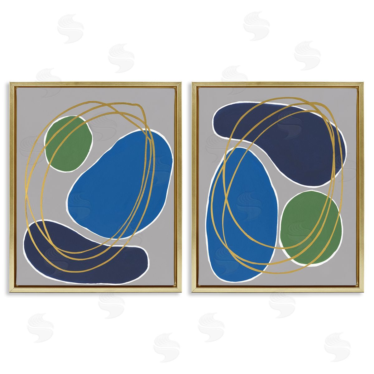 Regina Moore Contemporary Oblong Shapes Gold Floating Frame Canvas Wall Art Print