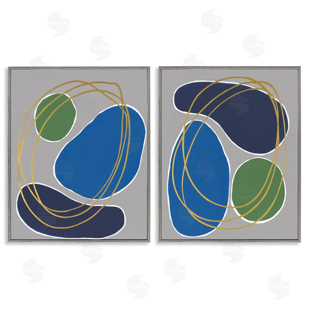 Regina Moore Contemporary Oblong Shapes Gray Framed Giclee Wall Art Print