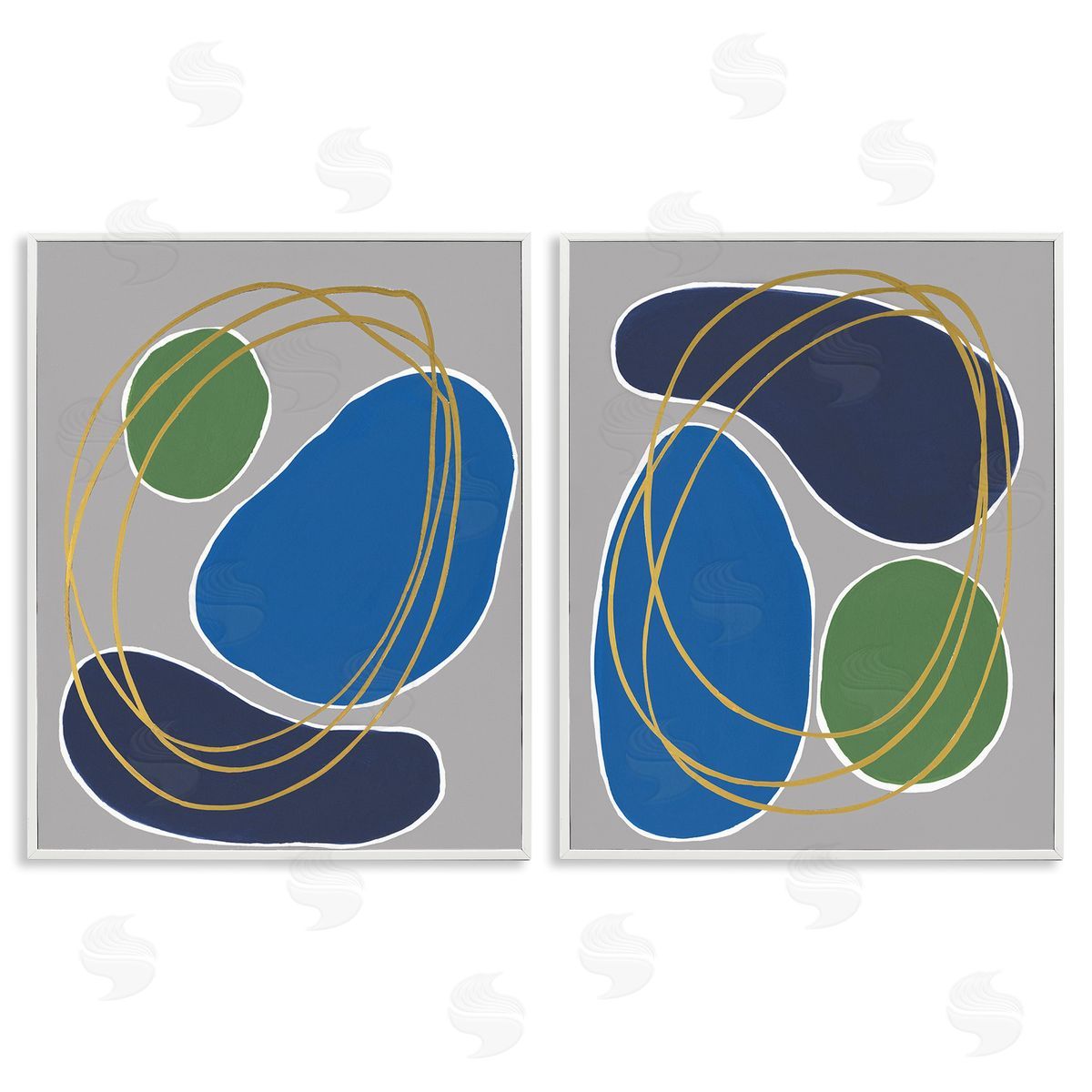 Regina Moore Contemporary Oblong Shapes White Framed Giclee Wall Art Print