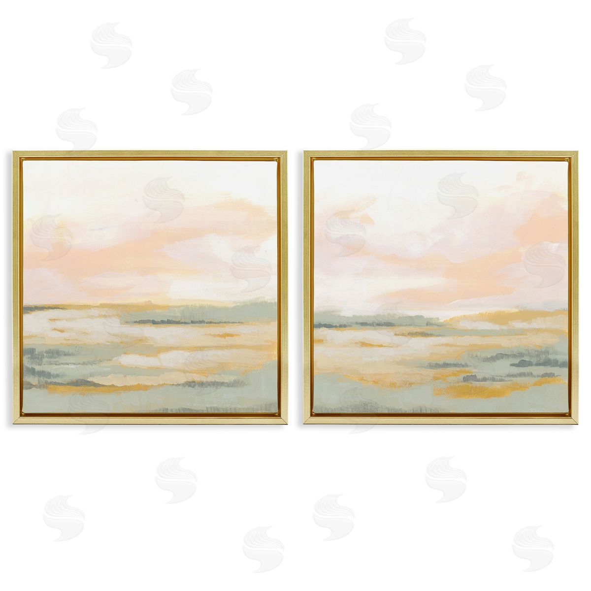 June Erica Vess Sunrise Sky Abstraction Gold Floating Frame Canvas Wall Art Print
