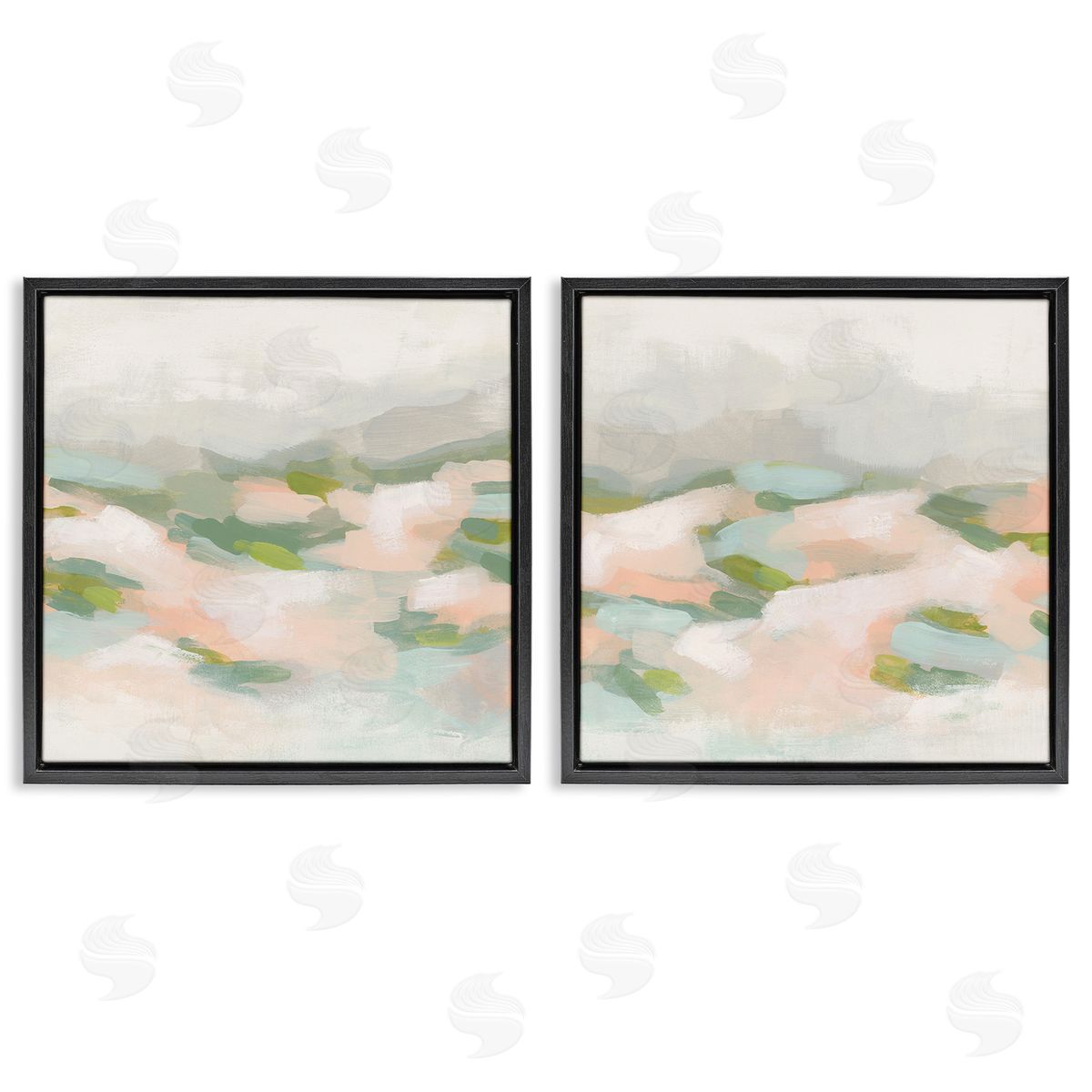 June Erica Vess Pastel Hills Abstraction Black Floating Frame Canvas Wall Art Print
