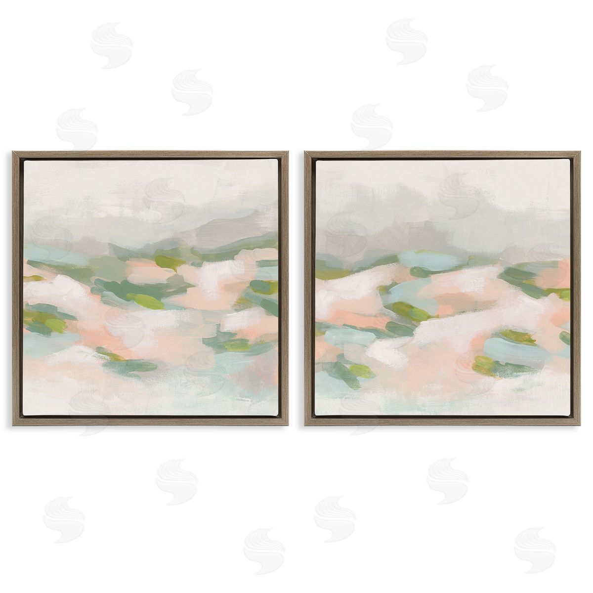 June Erica Vess Pastel Hills Abstraction Brown Floating Frame Canvas Wall Art Print