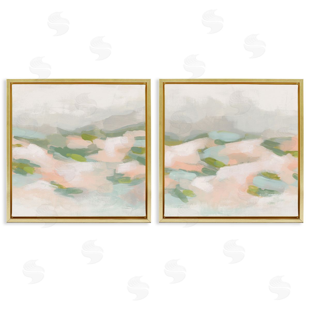June Erica Vess Pastel Hills Abstraction Gold Floating Frame Canvas Wall Art Print
