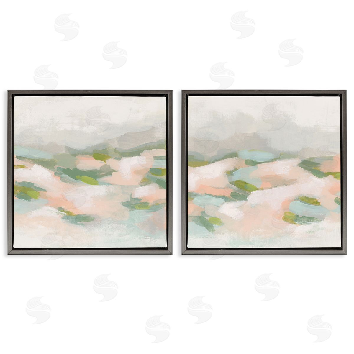 June Erica Vess Pastel Hills Abstraction Gray Floating Frame Canvas Wall Art Print