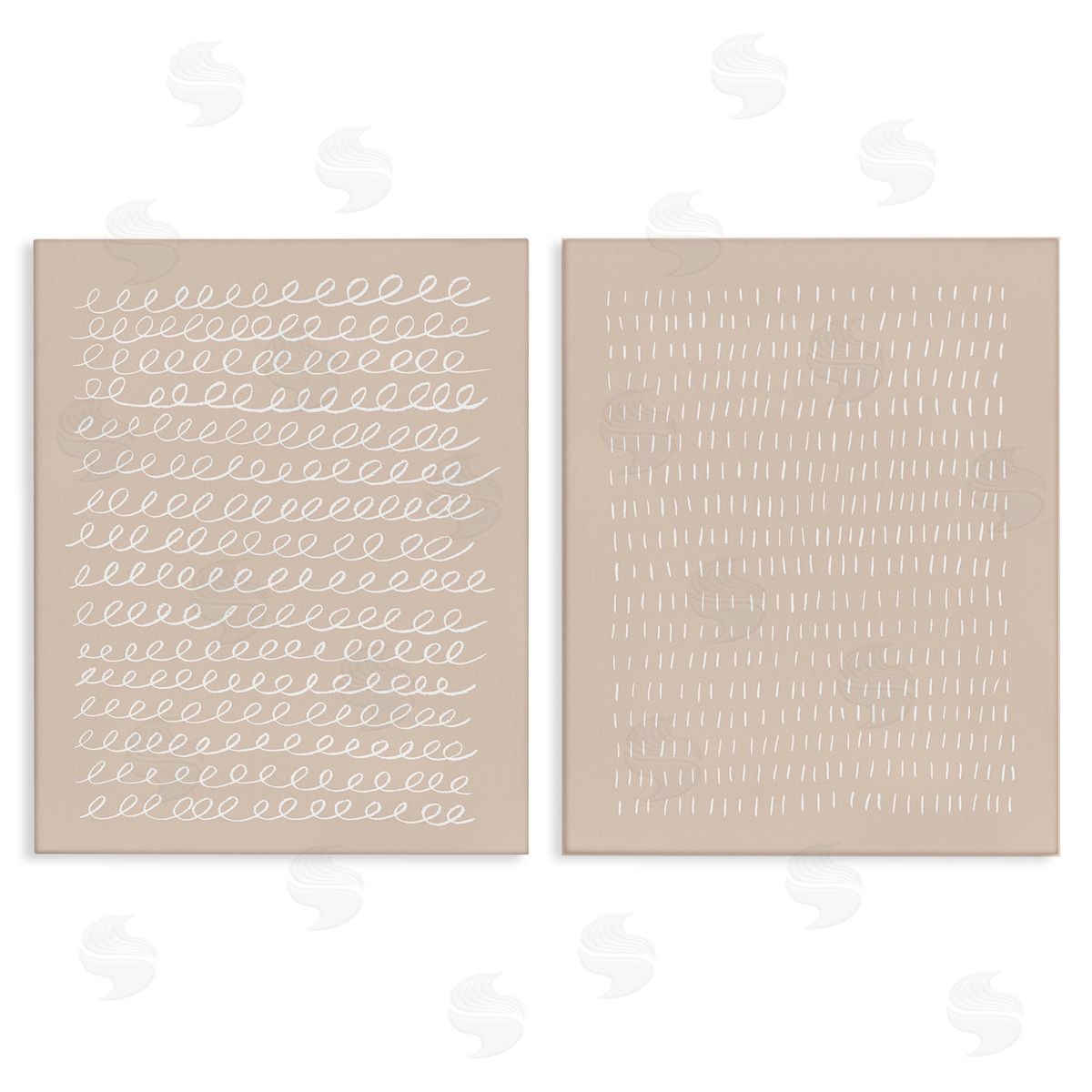 Victoria Borges Beige Minimal Scribbles Canvas Wall Art Print