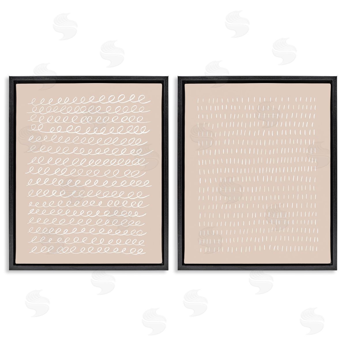 Victoria Borges Beige Minimal Scribbles Black Floating Frame Canvas Wall Art Print