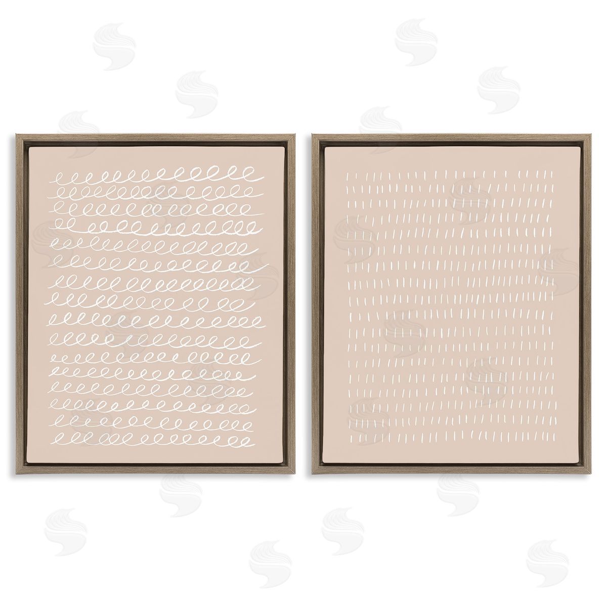 Victoria Borges Beige Minimal Scribbles Brown Floating Frame Canvas Wall Art Print
