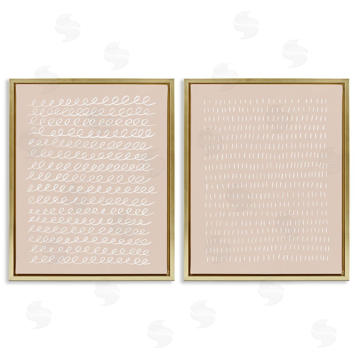 Victoria Borges Beige Minimal Scribbles Gold Floating Frame Canvas Wall Art Print