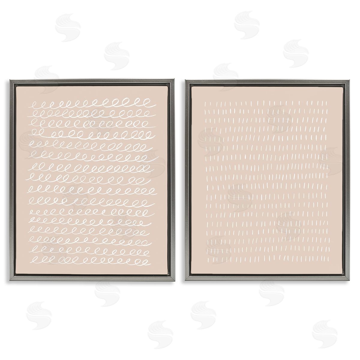 Victoria Borges Beige Minimal Scribbles Gray Floating Frame Canvas Wall Art Print