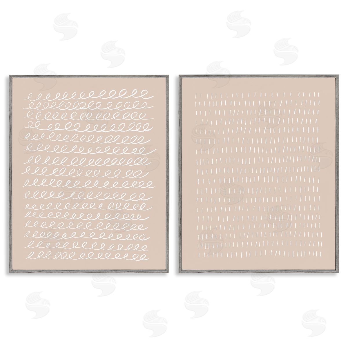 Victoria Borges Beige Minimal Scribbles Gray Framed Giclee Wall Art Print