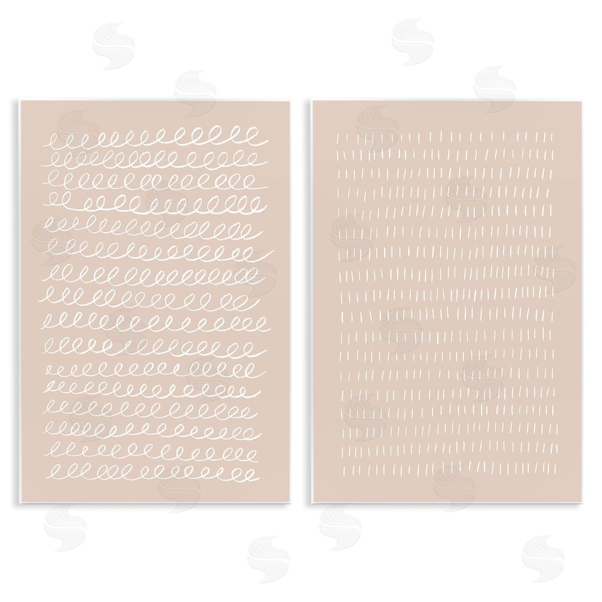 Victoria Borges Beige Minimal Scribbles Wooden Wall Plaque Art Print
