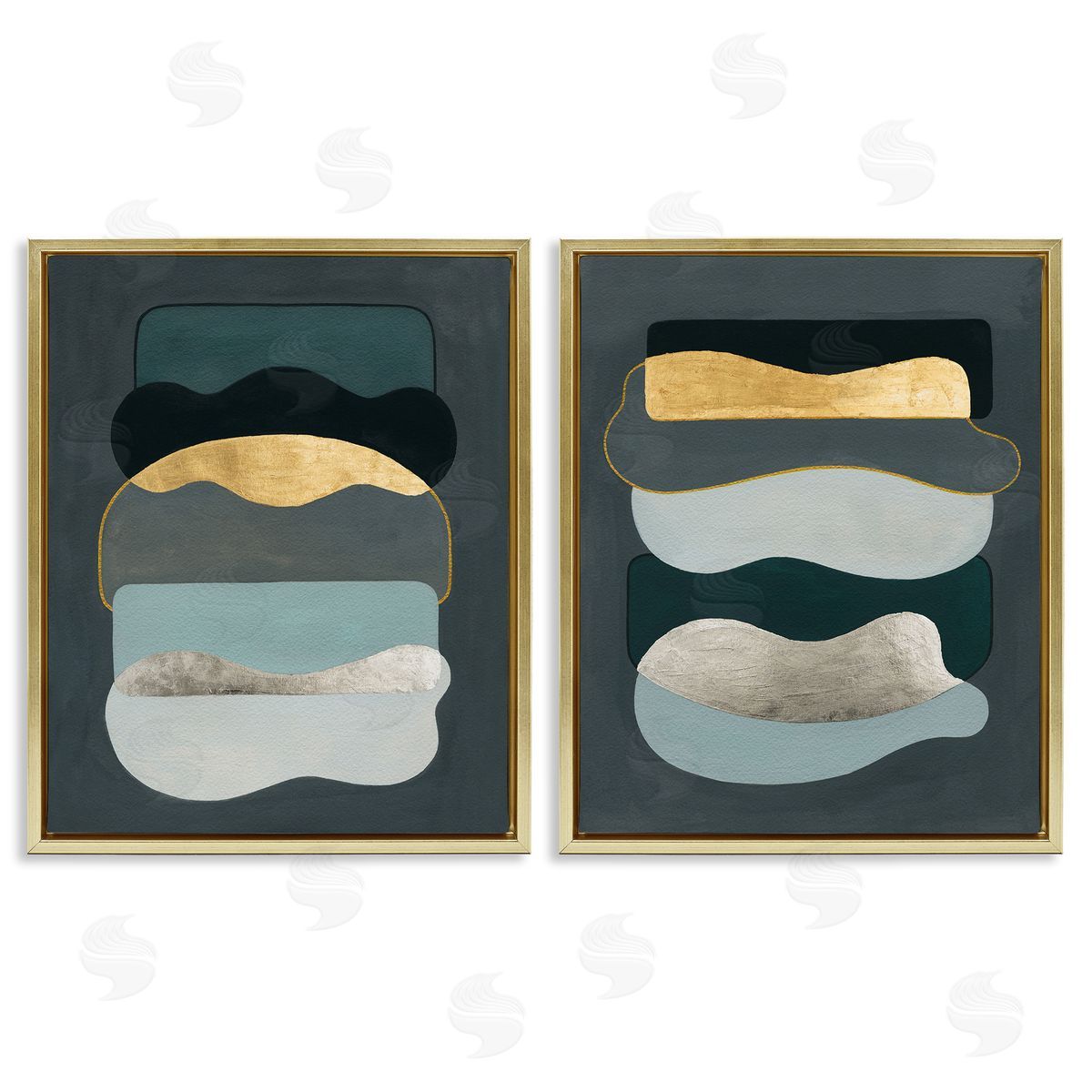 Grace Popp Shapes with Glam Details Gold Floating Frame Canvas Wall Art Print