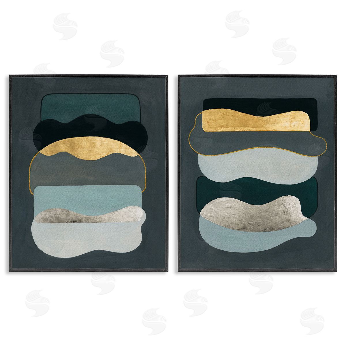 Grace Popp Shapes with Glam Details Black Framed Giclee Wall Art Print