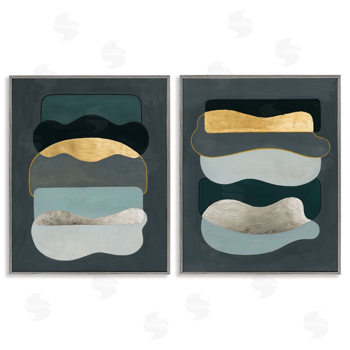 Grace Popp Shapes with Glam Details Gray Framed Giclee Wall Art Print