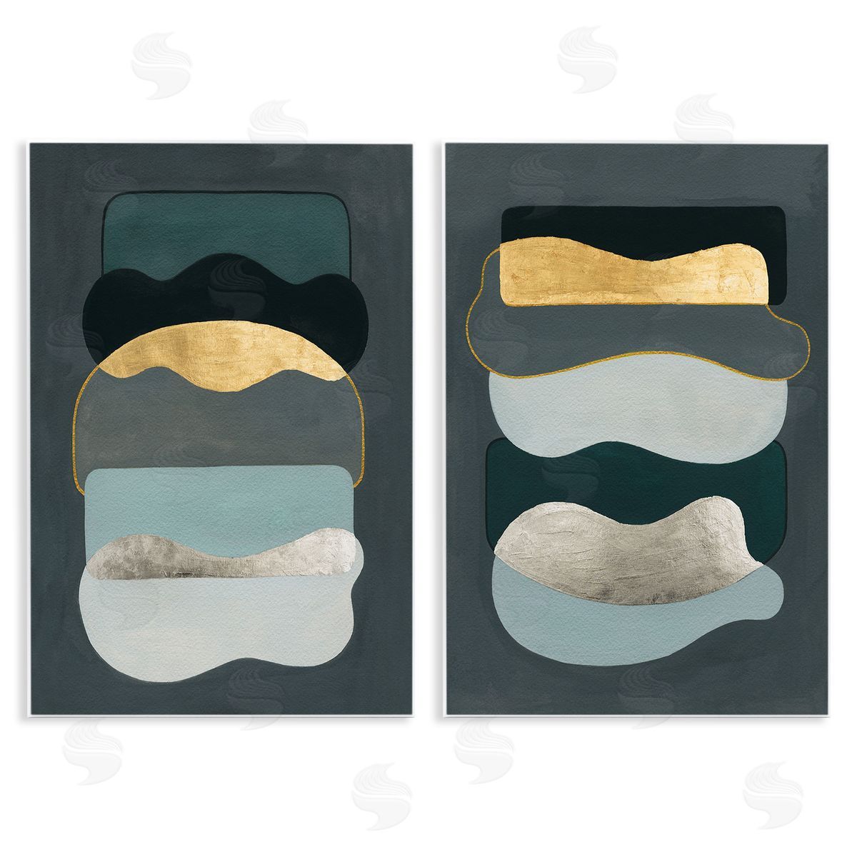 Grace Popp Shapes with Glam Details Wooden Wall Plaque Art Print