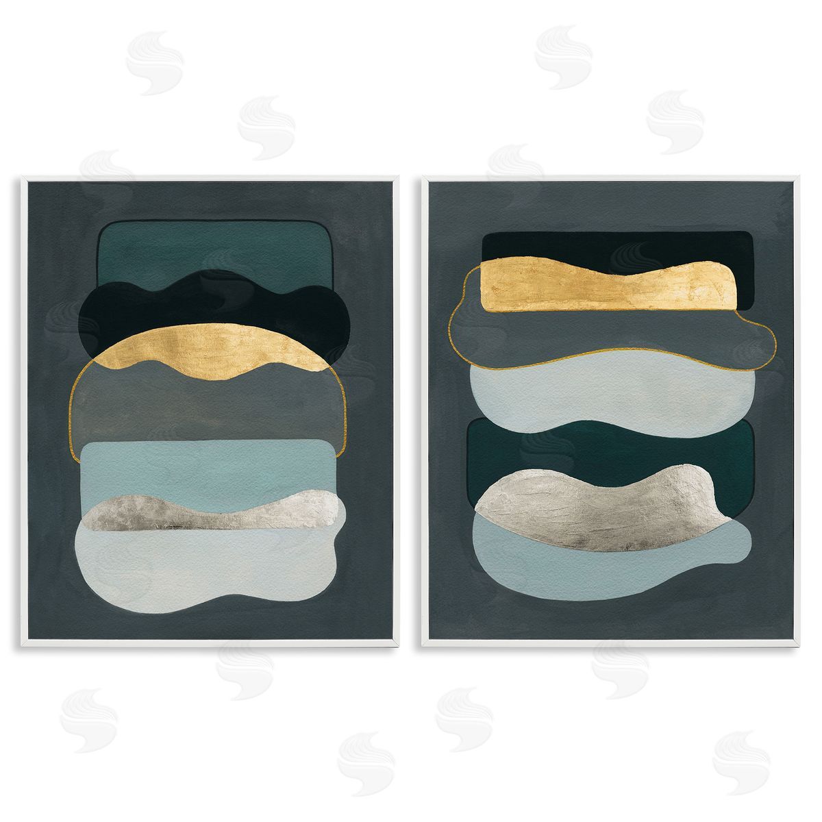 Grace Popp Shapes with Glam Details White Framed Giclee Wall Art Print