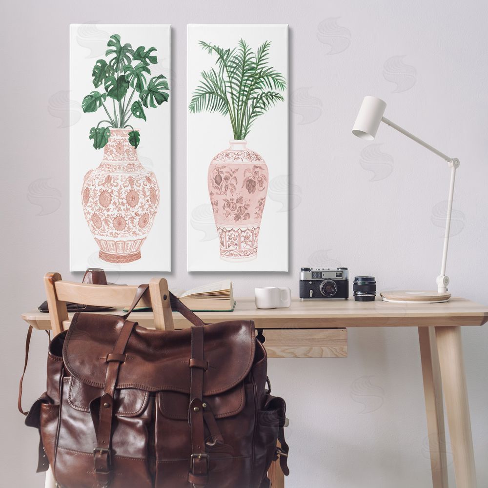 Melissa Wang Plants & Oriental Vases Canvas Wall Art Print in Room