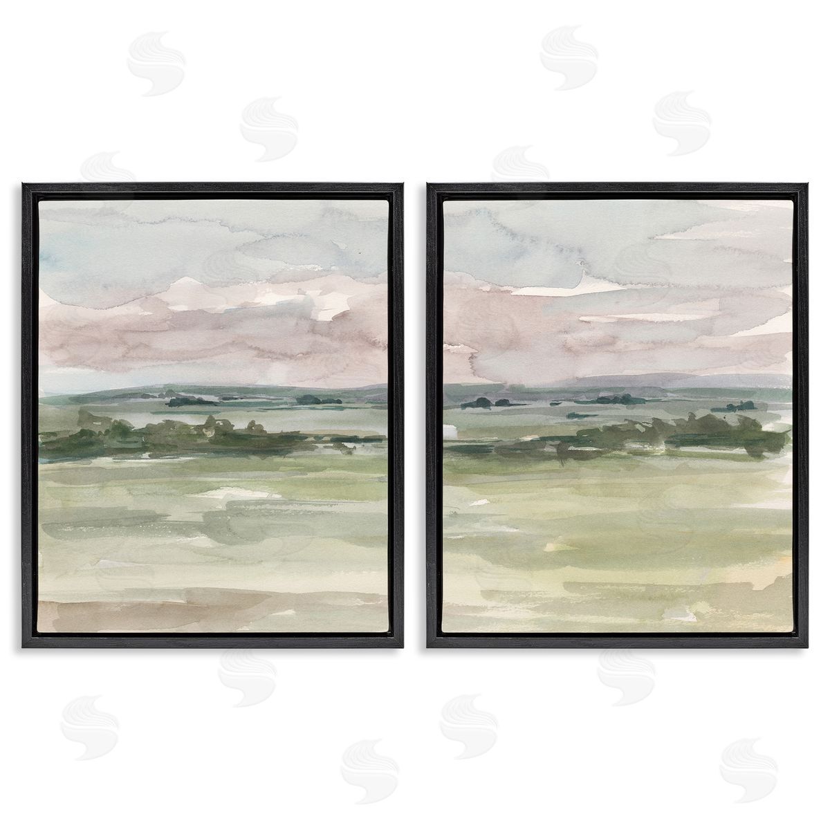 Ethan Harper Rural Landscape Watercolors Black Floating Frame Canvas Wall Art Print