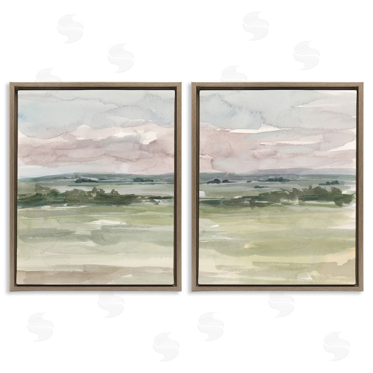 Ethan Harper Rural Landscape Watercolors Brown Floating Frame Canvas Wall Art Print