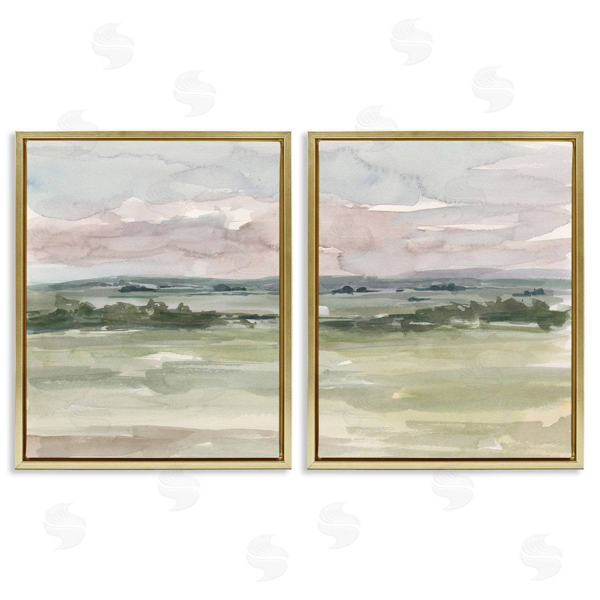 Ethan Harper Rural Landscape Watercolors Gold Floating Frame Canvas Wall Art Print