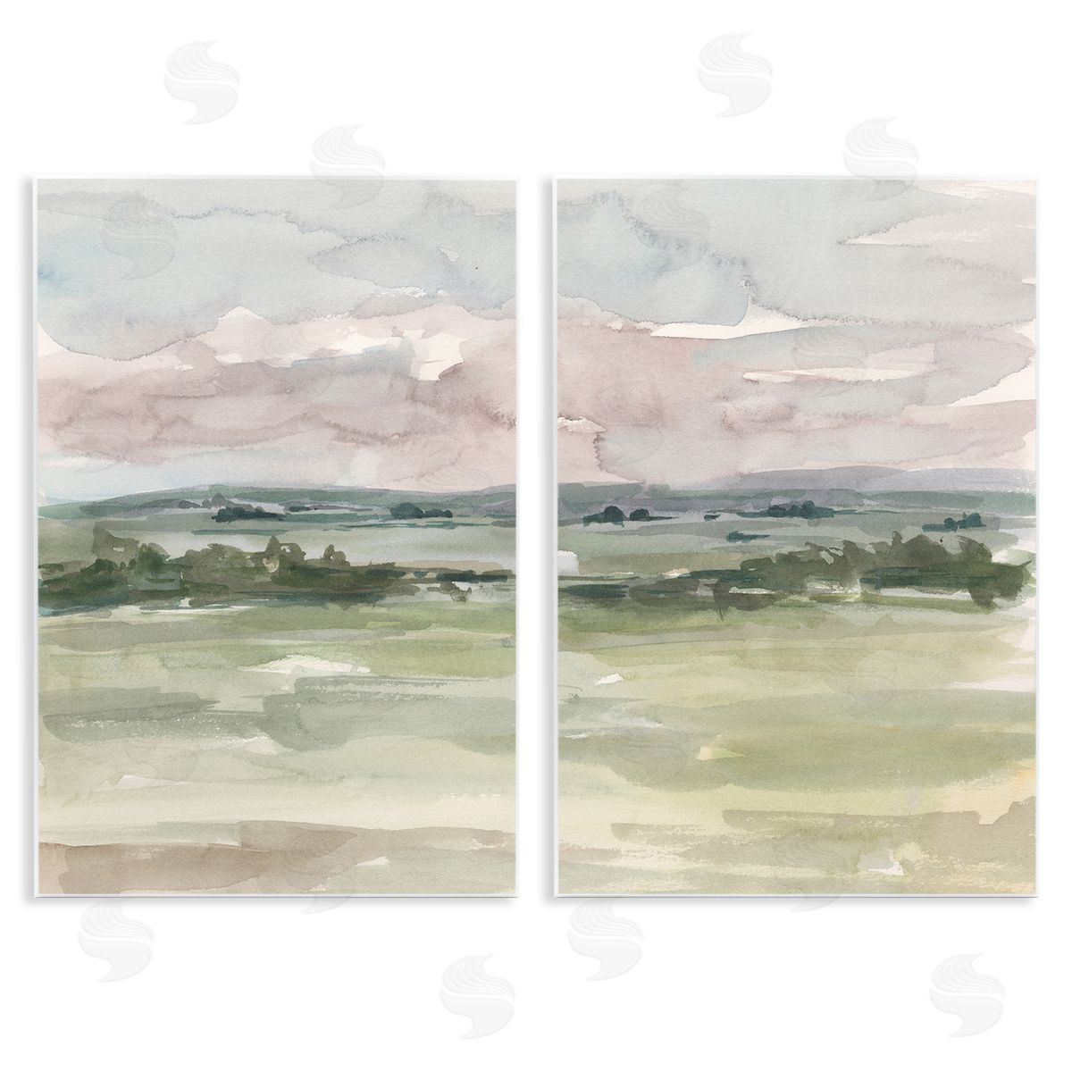 Ethan Harper Rural Landscape Watercolors Wooden Wall Plaque Art Print