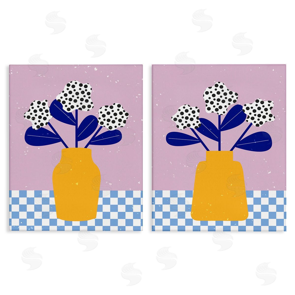 Melissa Wang Patterned Flowers in Vases Canvas Wall Art Print
