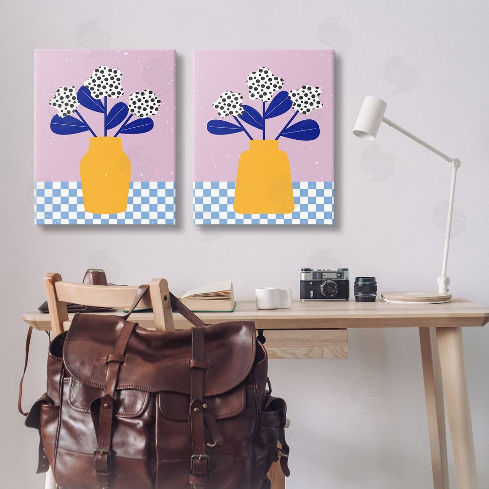Melissa Wang Patterned Flowers in Vases Canvas Wall Art Print in Room