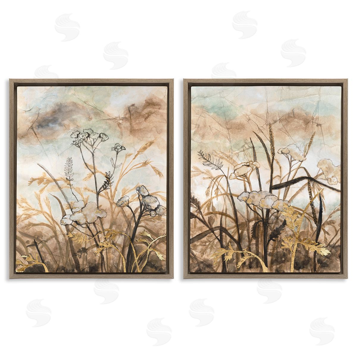 Vanna Lam Abstract Nature Outlines Brown Floating Frame Canvas Wall Art Print