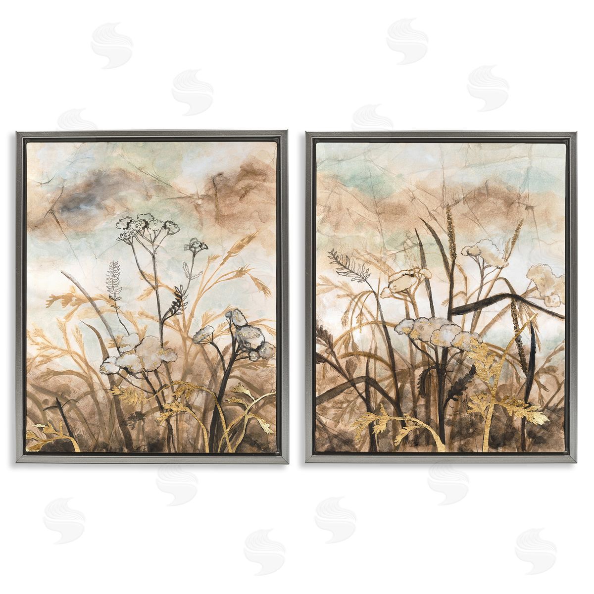 Vanna Lam Abstract Nature Outlines Gray Floating Frame Canvas Wall Art Print