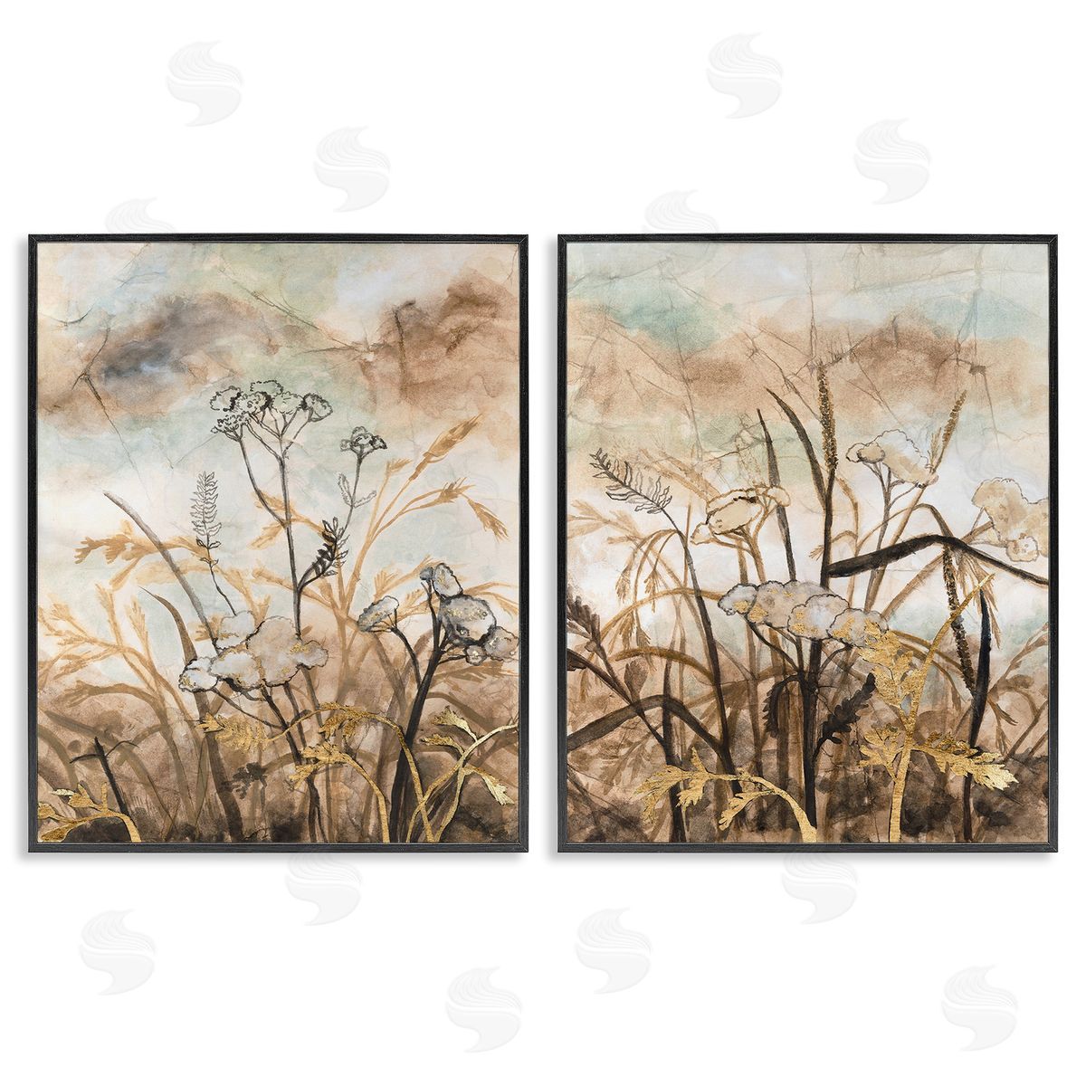 Vanna Lam Abstract Nature Outlines Black Framed Giclee Wall Art Print