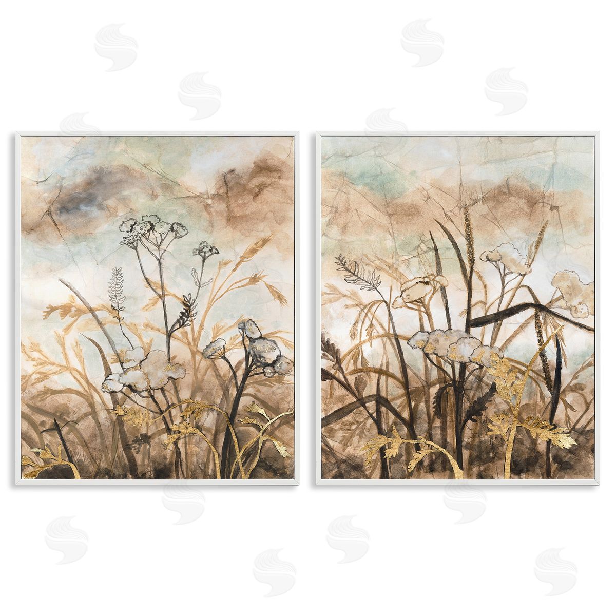 Vanna Lam Abstract Nature Outlines White Framed Giclee Wall Art Print