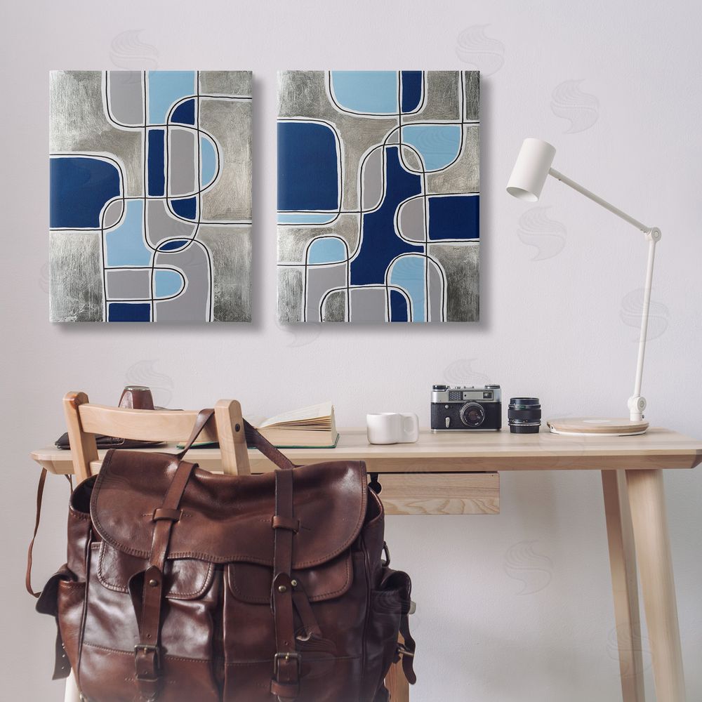 Michael Willett Blue & Grey Geometrics Canvas Wall Art Print in Room