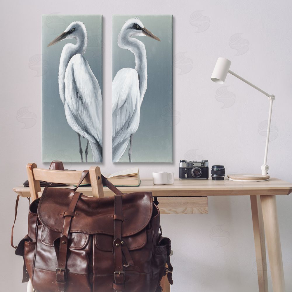 Grace Popp Nautical Egret Portraits Canvas Wall Art Print in Room