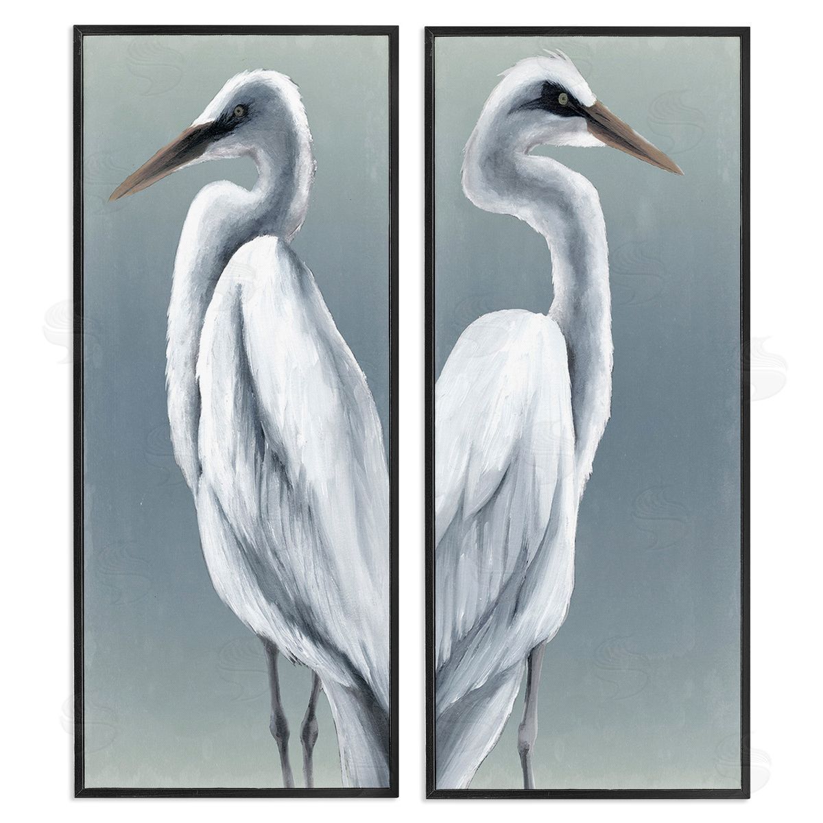 Grace Popp Nautical Egret Portraits Black Framed Giclee Wall Art Print
