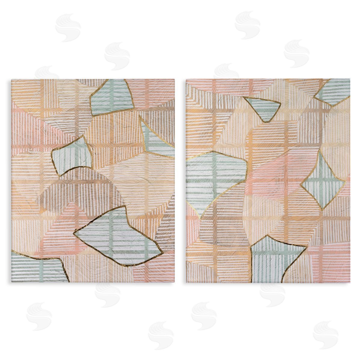 Vanna Lam Shapes on Stripes Pattern Canvas Wall Art Print